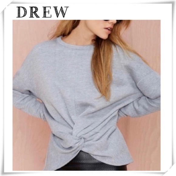 DREW Twisted Front Fleece Long sleeve Shirt Top in Light Gray Size XS TJ12112/H - Picture 1 of 7
